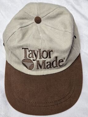 Vintage 90s TaylorMade Two-Tone Strapback Golf Hat Made In USA  Earth Tone